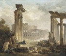 Ruine romaine/ Colisée. Robert Hubert. Huile sur toile transposée en fresque